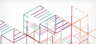 Soyut arkaplan. Beyaz arkaplanda renk çizgileri. Doğrusal soyut kompozisyon. Duvar kağıdı, afiş, arkaplan, iniş sayfası için tekno veya iş konsepti