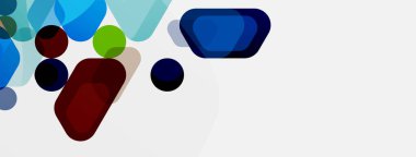 Beyaz üzerine renkli baloncuklar ve yuvarlak geometrik şekiller. Duvar kağıdı, pankart, arkaplan, iniş sayfası için vektör geometrik asgari özet arkaplan