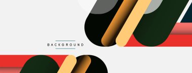 Yuvarlak şekiller ve çizgiler üst üste biniyor. Duvar kağıdı afişi veya iniş sayfası için vektör illüstrasyonu