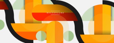 Geometrik şekiller bileşim soyut arkaplan. Çember çizgileri ve dikdörtgenler. Duvar kağıdı afişi veya iniş sayfası için vektör illüstrasyonu