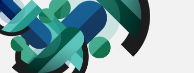 Geometrik şekiller bileşim soyut arkaplan. Çember çizgileri ve dikdörtgenler. Duvar kağıdı afişi veya iniş sayfası için vektör illüstrasyonu