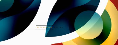 Yaratıcı geometrik duvar kağıdı. Asgari soyut arkaplan. Duvar kağıdı arkaplanı veya iniş sayfası için daire dalga ve yuvarlak şekiller kompozisyon vektör çizimi