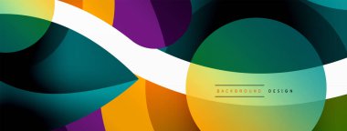 Yaratıcı geometrik duvar kağıdı. Asgari soyut arkaplan. Duvar kağıdı arkaplanı veya iniş sayfası için daire dalga ve yuvarlak şekiller kompozisyon vektör çizimi