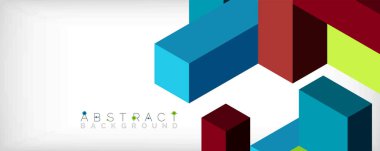 Soyut arkaplan. 3 boyutlu küp, küp elementler ve bloklar. Duvar kağıdı, afiş, arkaplan, iniş sayfası için tekno veya iş konsepti