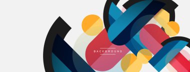 Yuvarlak geometrik şekiller çizgiler ve daireler. Duvar kağıdı afişi ya da iniş sayfası için vektör şablonu