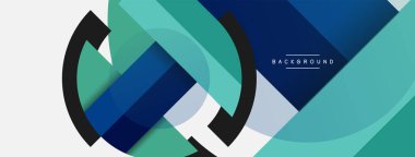 Geometrik şekiller bileşim soyut arkaplan. Çember çizgileri ve dikdörtgenler. Duvar kağıdı afişi veya iniş sayfası için vektör illüstrasyonu