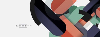 Geometrik şekiller bileşim soyut arkaplan. Çember çizgileri ve dikdörtgenler. Duvar kağıdı afişi veya iniş sayfası için vektör illüstrasyonu