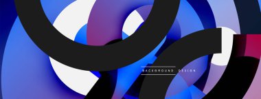 Yuvarlak şekiller daireler ve diğer geometrik şekiller. Duvar kağıdı afişi arkaplan kartı veya iniş sayfası için vektör illüstrasyonu