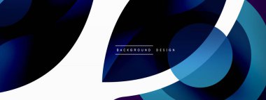 Renkli geometrik şekilli soyut arkaplan. Yuvarlak şekilli, daire ve çizgilerle çok güzel bir arka plan. Geometrik tasarım. Vektör illüstrasyonu