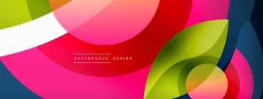 Renkli geometrik şekilli soyut arkaplan. Yuvarlak şekilli, daire ve çizgilerle çok güzel bir arka plan. Geometrik tasarım. Vektör illüstrasyonu