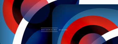 Renkli geometrik şekilli soyut arkaplan. Yuvarlak şekilli, daire ve çizgilerle çok güzel bir arka plan. Geometrik tasarım. Vektör illüstrasyonu