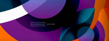 Renkli geometrik şekilli soyut arkaplan. Yuvarlak şekilli, daire ve çizgilerle çok güzel bir arka plan. Geometrik tasarım. Vektör illüstrasyonu