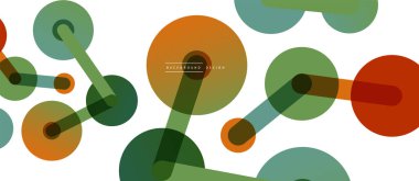 Soyut arkaplan. Yuvarlak noktalar çizgilerle birleşti. Duvar kağıdı, afiş, arkaplan veya iniş için moda tekno iş şablonu