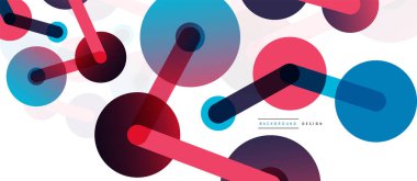 Soyut arkaplan. Yuvarlak noktalar çizgilerle birleşti. Duvar kağıdı, afiş, arkaplan veya iniş için moda tekno iş şablonu