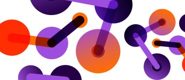 Çizgi noktaları geometrik soyut arkaplan bağlantıları. Çizgilerle birbirine bağlı çemberler. Duvar kağıdı, afiş, arkaplan veya iniş için moda tekno iş şablonu