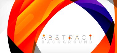 Geometrik soyut arkaplan. Üst üste binen renk şekilleriyle çember oluşturuldu. Duvar Kağıdı, Sancak, Arkaplan, İniş Sayfası için Vektör İllüstrasyonu