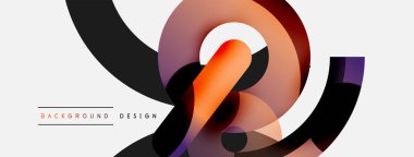 Yuvarlak şekiller daireler ve diğer geometrik şekiller. Duvar kağıdı afişi arkaplan kartı veya iniş sayfası için vektör illüstrasyonu