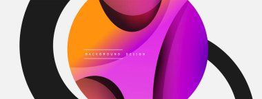 Yaratıcı geometrik duvar kağıdı. Asgari soyut arkaplan. Duvar kağıdı arkaplanı veya iniş sayfası için daire ve dalga kompozisyon vektör çizimi