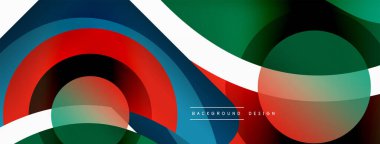 Renkli geometrik şekilli soyut arkaplan. Yuvarlak şekilli, daire ve çizgilerle çok güzel bir arka plan. Geometrik tasarım. Vektör illüstrasyonu