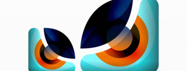 Renkli geometrik şekilli soyut arkaplan. Yuvarlak şekilli, daire ve çizgilerle çok güzel bir arka plan. Geometrik tasarım. Vektör illüstrasyonu