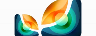 Renkli geometrik şekilli soyut arkaplan. Yuvarlak şekilli, daire ve çizgilerle çok güzel bir arka plan. Geometrik tasarım. Vektör illüstrasyonu