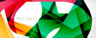 Geometrik soyut arkaplan - beyaz üzerine çok renkli soyut şekiller. Duvar Kağıdı, Sancak, Arkaplan, İniş Sayfası için Vektör İllüstrasyonu