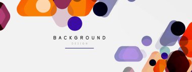 Beyaz üzerine renkli baloncuklar ve yuvarlak geometrik şekiller. Duvar kağıdı, pankart, arkaplan, iniş sayfası için vektör geometrik asgari özet arkaplan