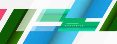 Vektör arkaplanı. Gölge efektli soyut örtüşen renk çizgileri tasarımı. Duvar kağıdı afişi için resim arkaplanı veya iniş sayfası