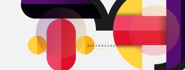 Yuvarlak geometrik şekiller çizgiler ve daireler. Duvar kağıdı afişi ya da iniş sayfası için vektör şablonu