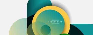 Yaratıcı geometrik duvar kağıdı. Asgari soyut arkaplan. Duvar kağıdı arkaplanı veya iniş sayfası için daire bileşimi vektör çizimi