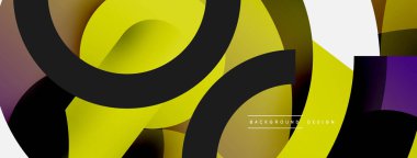 Yuvarlak şekiller daireler ve diğer geometrik şekiller. Duvar kağıdı afişi arkaplan kartı veya iniş sayfası için vektör illüstrasyonu