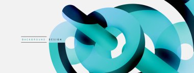 Yuvarlak şekiller daireler ve diğer geometrik şekiller. Duvar kağıdı afişi arkaplan kartı veya iniş sayfası için vektör illüstrasyonu