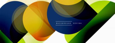 Yuvarlak üçgen çizgileri ve daireleri şekillendirir. Duvar kağıdı afişi arkaplanı veya iniş sayfası için Geometrik vektör çizimi