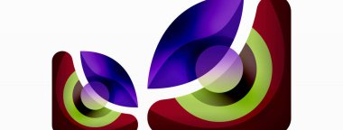 Renkli geometrik şekilli soyut arkaplan. Yuvarlak şekilli, daire ve çizgilerle çok güzel bir arka plan. Geometrik tasarım. Vektör illüstrasyonu