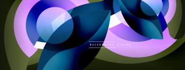 Renkli geometrik şekilli soyut arkaplan. Yuvarlak şekilli, daire ve çizgilerle çok güzel bir arka plan. Geometrik tasarım. Vektör illüstrasyonu