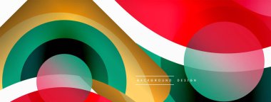 Renkli geometrik şekilli soyut arkaplan. Yuvarlak şekilli, daire ve çizgilerle çok güzel bir arka plan. Geometrik tasarım. Vektör illüstrasyonu