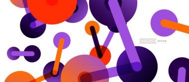 Soyut arkaplan. Yuvarlak noktalar çizgilerle birleşti. Duvar kağıdı, afiş, arkaplan veya iniş için moda tekno iş şablonu