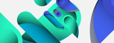 Soyut arkaplan. Minimum geometrik daireler ve koyu gölgeli yuvarlak şekiller. Duvar kağıdı afişi veya arkaplan için moda teknoloji iş şablonu