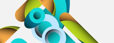 Soyut arkaplan. Minimum geometrik daireler ve koyu gölgeli yuvarlak şekiller. Duvar kağıdı afişi veya arkaplan için moda teknoloji iş şablonu