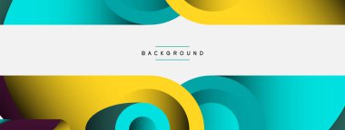 Soyut arkaplan. Minimum geometrik daireler ve koyu gölgeli yuvarlak şekiller. Duvar kağıdı afişi veya arkaplan için moda teknoloji iş şablonu