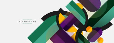 Yuvarlak geometrik şekiller çizgiler ve daireler. Duvar kağıdı afişi ya da iniş sayfası için vektör şablonu