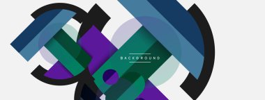 Geometrik şekiller bileşim soyut arkaplan. Çember çizgileri ve dikdörtgenler. Duvar kağıdı afişi veya iniş sayfası için vektör illüstrasyonu