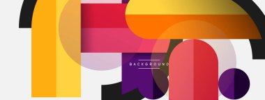 Geometrik şekiller bileşim soyut arkaplan. Çember çizgileri ve dikdörtgenler. Duvar kağıdı afişi veya iniş sayfası için vektör illüstrasyonu