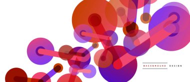 Soyut arkaplan. Yuvarlak noktalar çizgilerle birleşti. Duvar kağıdı, afiş, arkaplan veya iniş için moda tekno iş şablonu