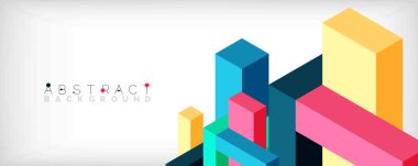 Soyut arkaplan. 3 boyutlu küp, küp elementler ve bloklar. Duvar kağıdı, afiş, arkaplan, iniş sayfası için tekno veya iş konsepti