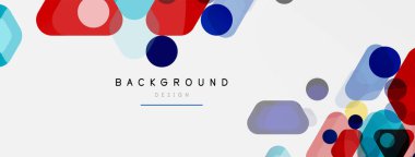 Beyaz üzerine renkli baloncuklar ve yuvarlak geometrik şekiller. Duvar kağıdı, pankart, arkaplan, iniş sayfası için vektör geometrik asgari özet arkaplan