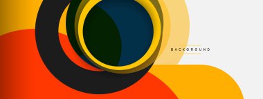 Çember ve yuvarlak şekiller soyut arkaplan. Duvar kağıdı afişi veya iniş sayfası için vektör illüstrasyonu