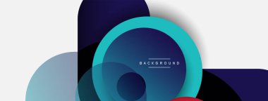 Yaratıcı geometrik duvar kağıdı. Asgari soyut arkaplan. Duvar kağıdı arkaplanı veya iniş sayfası için daire bileşimi vektör çizimi