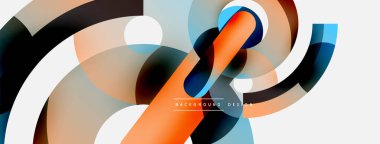 Yuvarlak şekiller daireler ve diğer geometrik şekiller. Duvar kağıdı afişi arkaplan kartı veya iniş sayfası için vektör illüstrasyonu