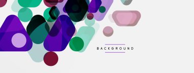Beyaz üzerine renkli baloncuklar ve yuvarlak geometrik şekiller. Duvar kağıdı, pankart, arkaplan, iniş sayfası için vektör geometrik asgari özet arkaplan
